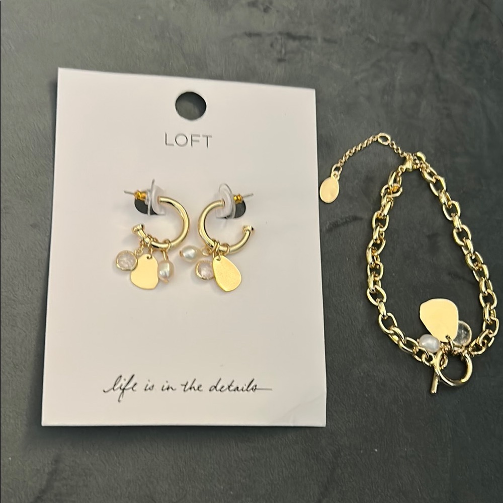 LOFT Gold and Silver Butterfly Earrings